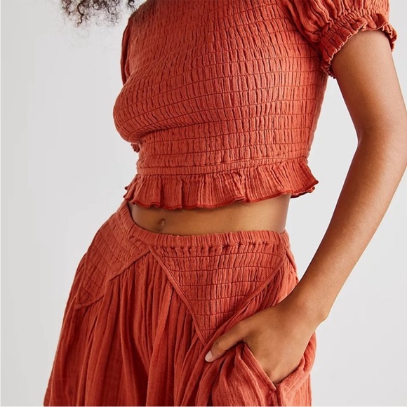 Free People A Sight To See Set Crop Top Shorts Skirt Set NWT - Picture 3 of 17